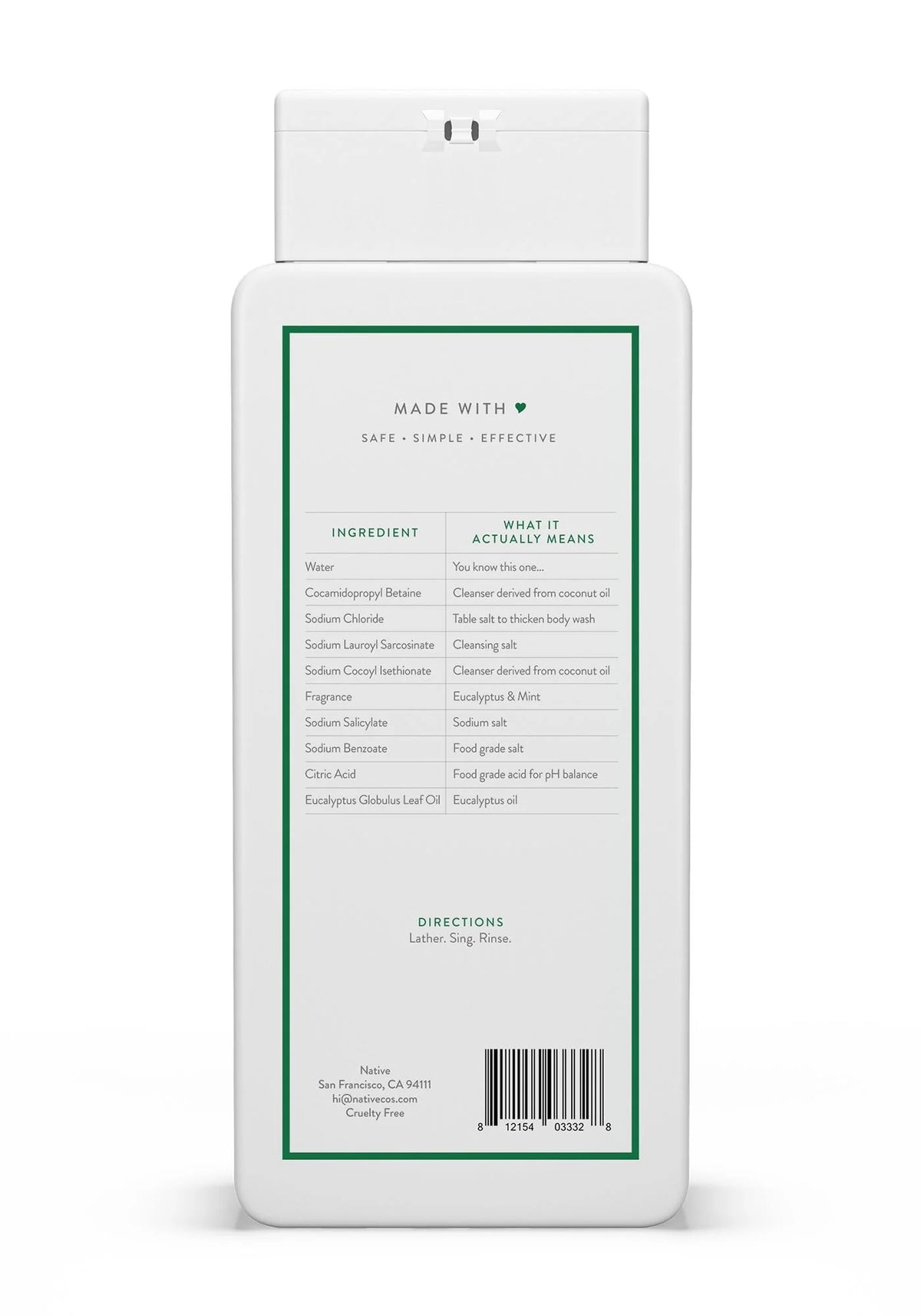 Sulfate Free Eucalyptus & Mint Body Wash 18 oz Z113657