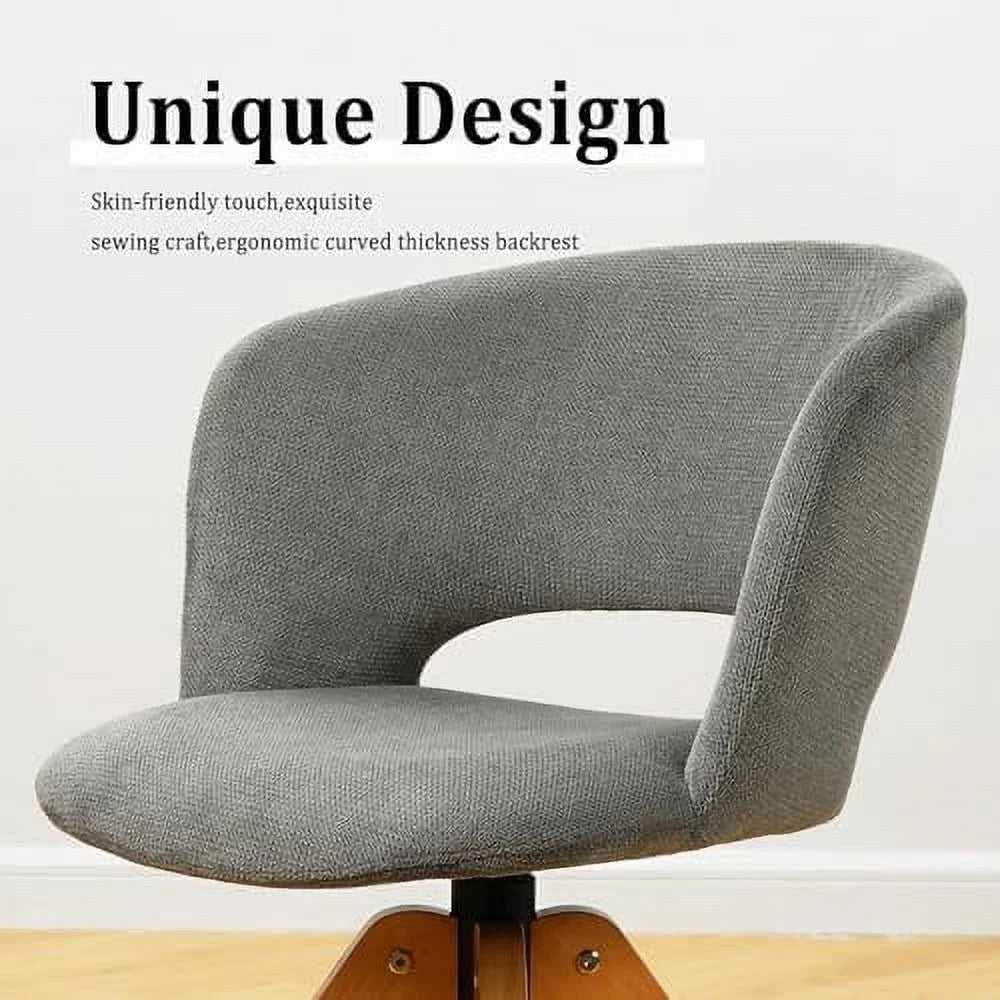 Blue Upholstered Swivel Accent Chair with Solid Wood Legs L76977