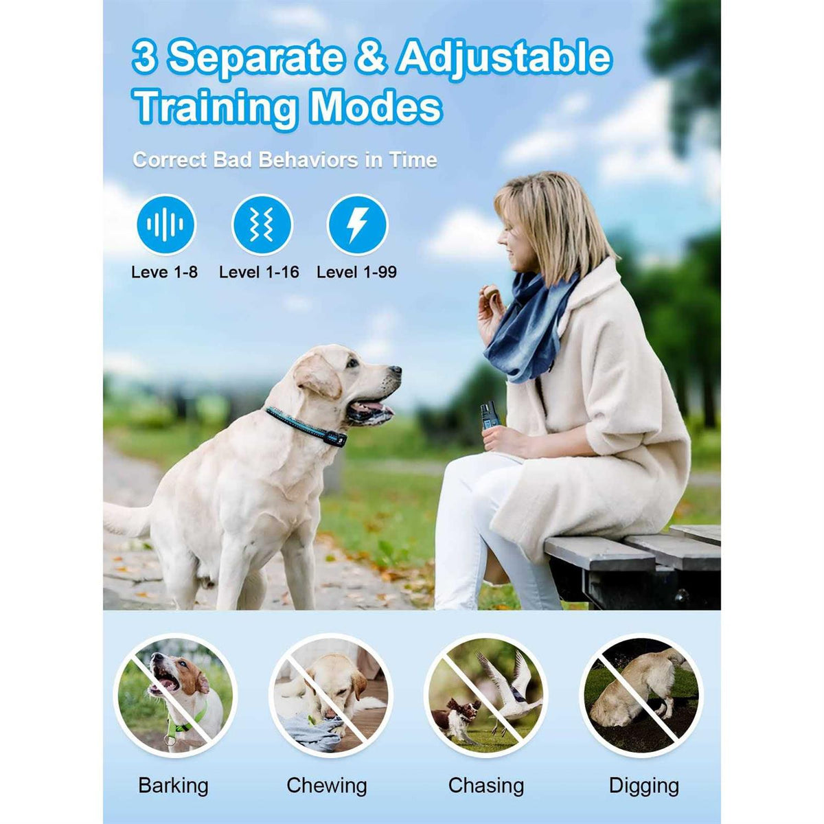 Waterproof Dog Training Collar with Rechargeable Remote A37032