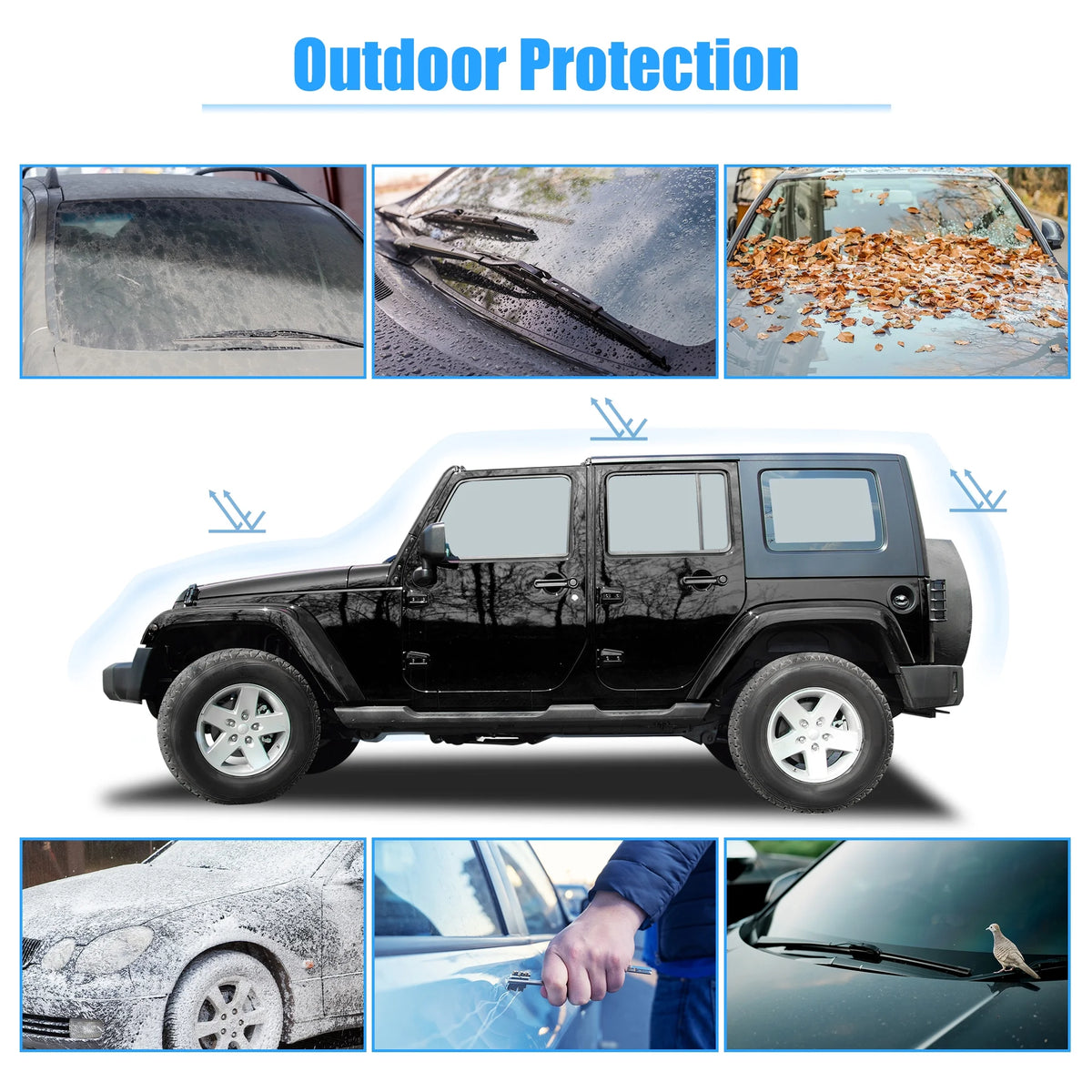 210D Black Blue Car Cover Y4526
