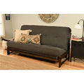 Mocha Full Size Futon Frame with Linen Charcoal Mattress T701