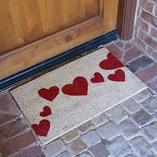 Red Hearts Coir Entrance Mat 18 x 30-inch N68758