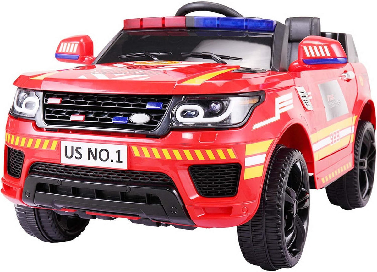 Black 12V Kids Ride On Police Car with Remote Control H7294