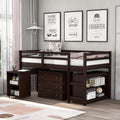 Twin Loft Bed with Desk and Cabinet Wooden Bunk Bed N1571