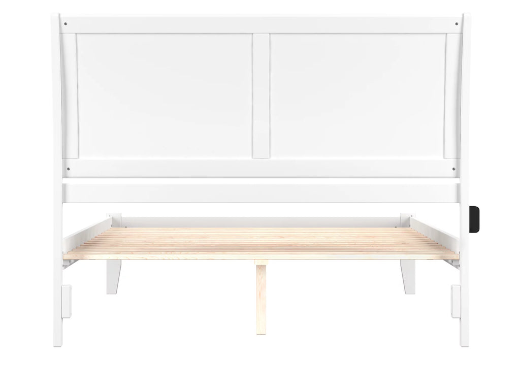 Queen Wood Platform Bed Frame with Sleigh Headboard, White U977278