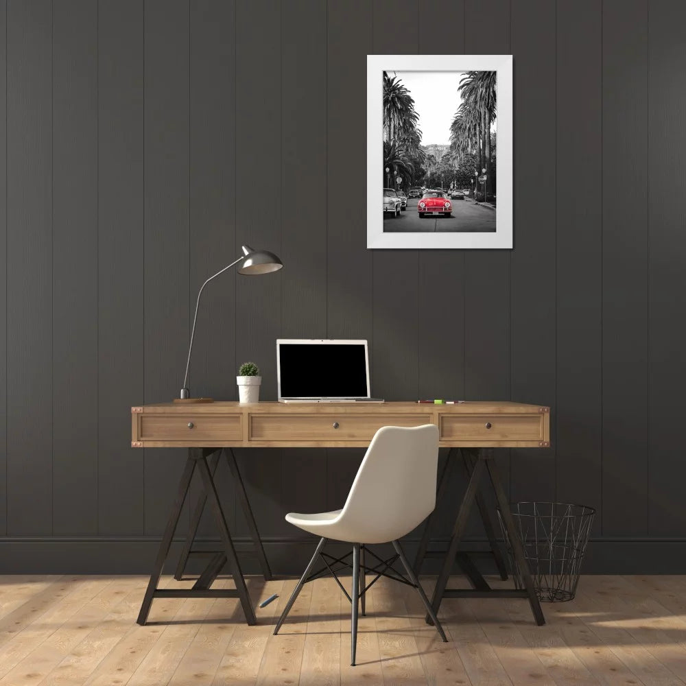 White Modern Wood Framed Art Print U59773