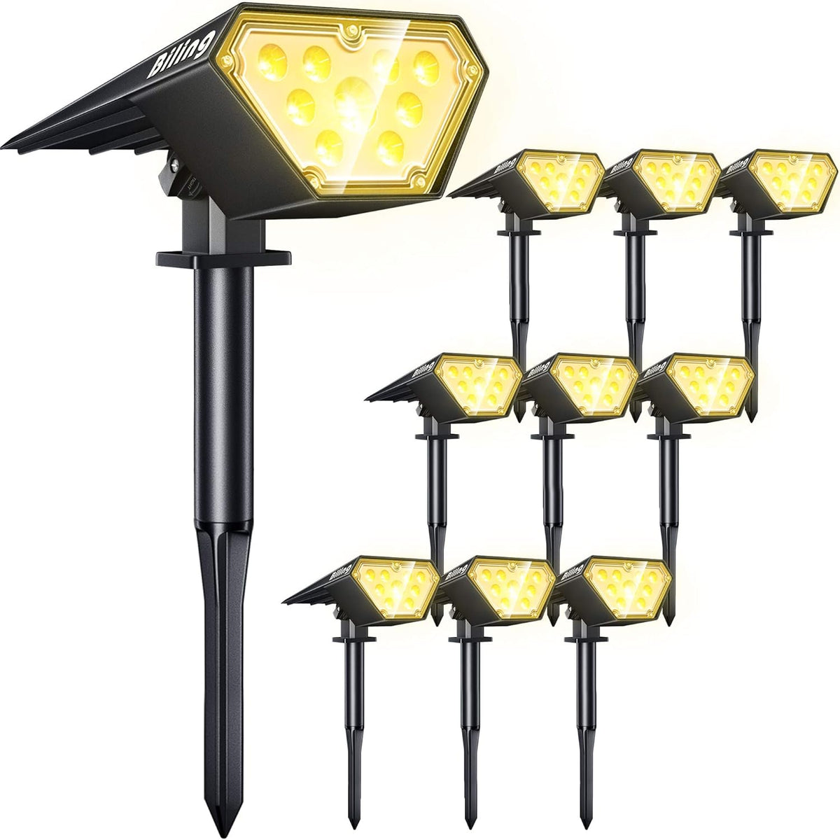 White 4 Pack Solar Spotlights, 12 LED, IP67 Waterproof C252