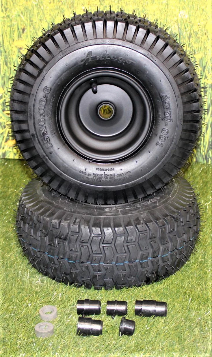 Matte Black 15x6.00-6 Lawn & Garden Tires & Wheels Set of 2 I808