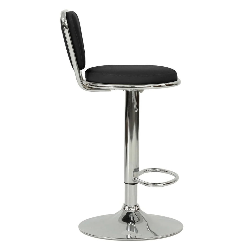 Black Faux Leather Adjustable Height Swivel Barstool Set of 2 K7111