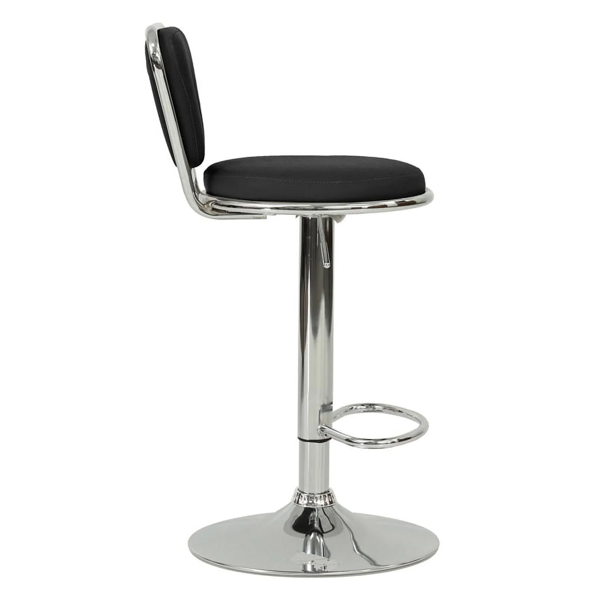 Black Faux Leather Adjustable Height Swivel Barstool Set of 2 K7111