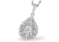 Diamond Cluster 14K White Gold Necklace B7773