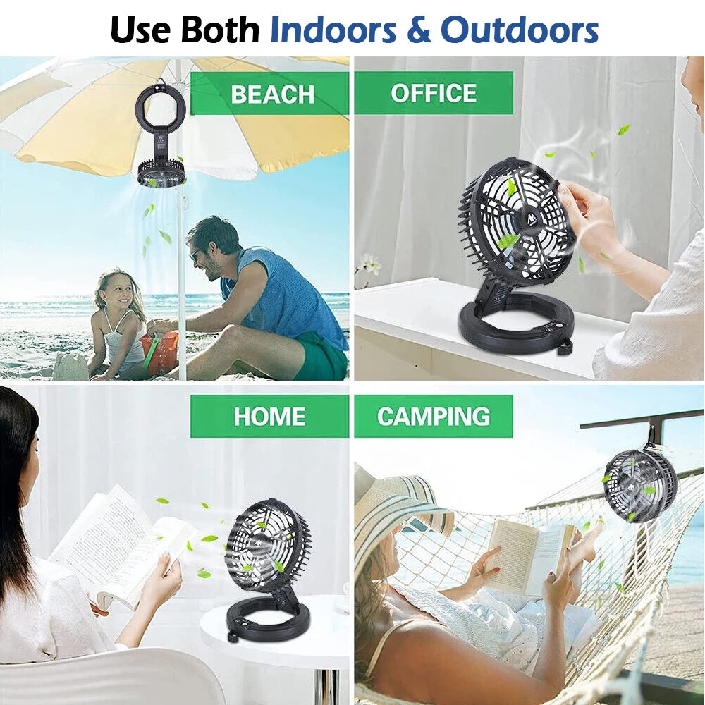 Rechargeable Camping Fan with LED Lantern B442930