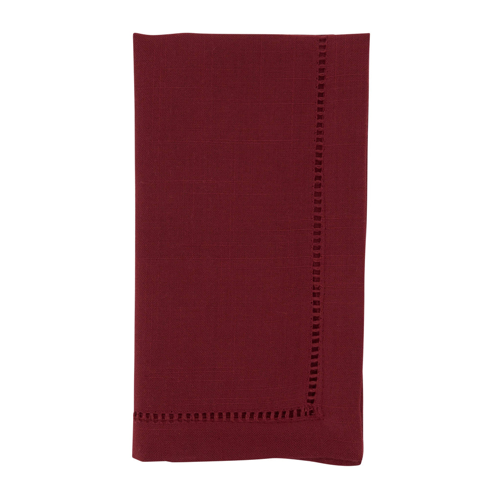Burgundy Hemstitch Border Dinner Napkin Set of 12 E515