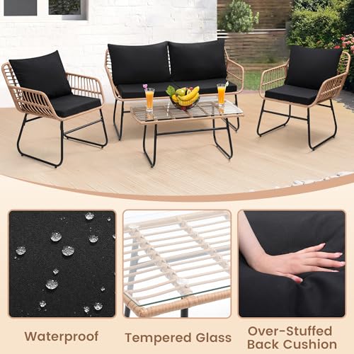 3 Pieces Beige All-Weather Wicker Patio Bistro Set S76425