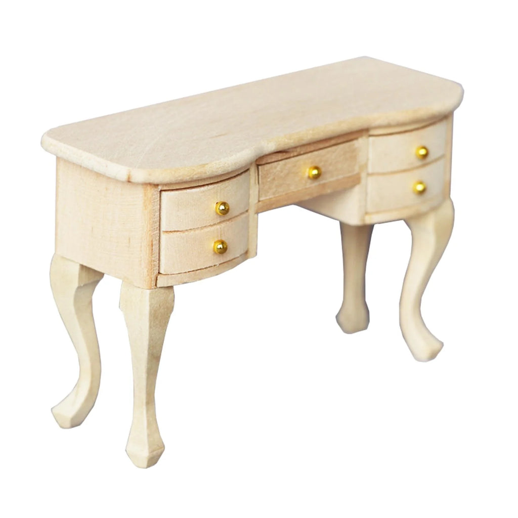 Unpainted Wooden 1:12 Dollhouse Miniature Desk H96971