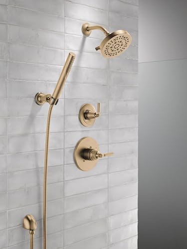 3-Setting Gold Shower System Including Shower Head, Handheld Shower, Shower Handle, Shower Diverter and Shower Valve Kit, Champagne Bronze U43231