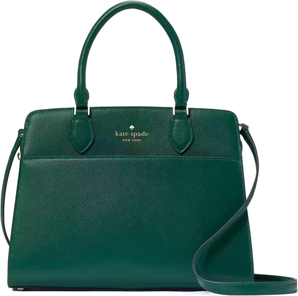 Medium Saffiano Leather Satchel Bag, Deep Jade Y16431