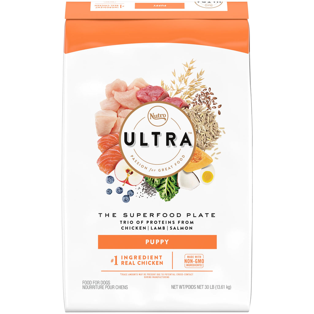 30 Lb. Bag High Protein Dry Puppy Food with Chicken Lamb Salmon M234