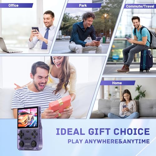Retro Handheld Game Console with 64GB TF Card, 3.5 Inch IPS Screen Black M176