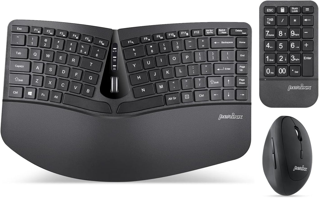 Wireless Compact Ergonomic Keyboard with Vertical Mouse and Numeric Keypad P306