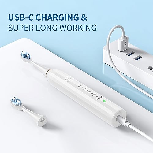 Rechargeable Electric Toothbrush with 4 Heads 5 Modes Black V583780