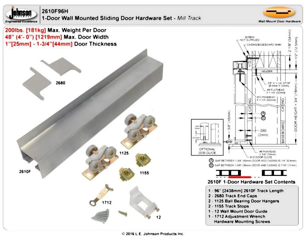 96" Wall Mount Fascia Track P848993