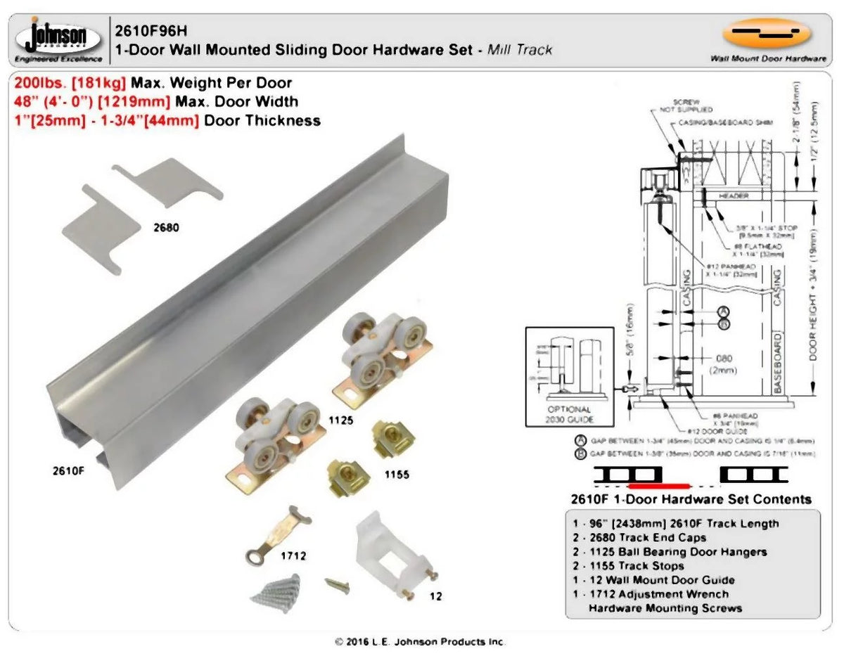 96" Wall Mount Fascia Track P848993
