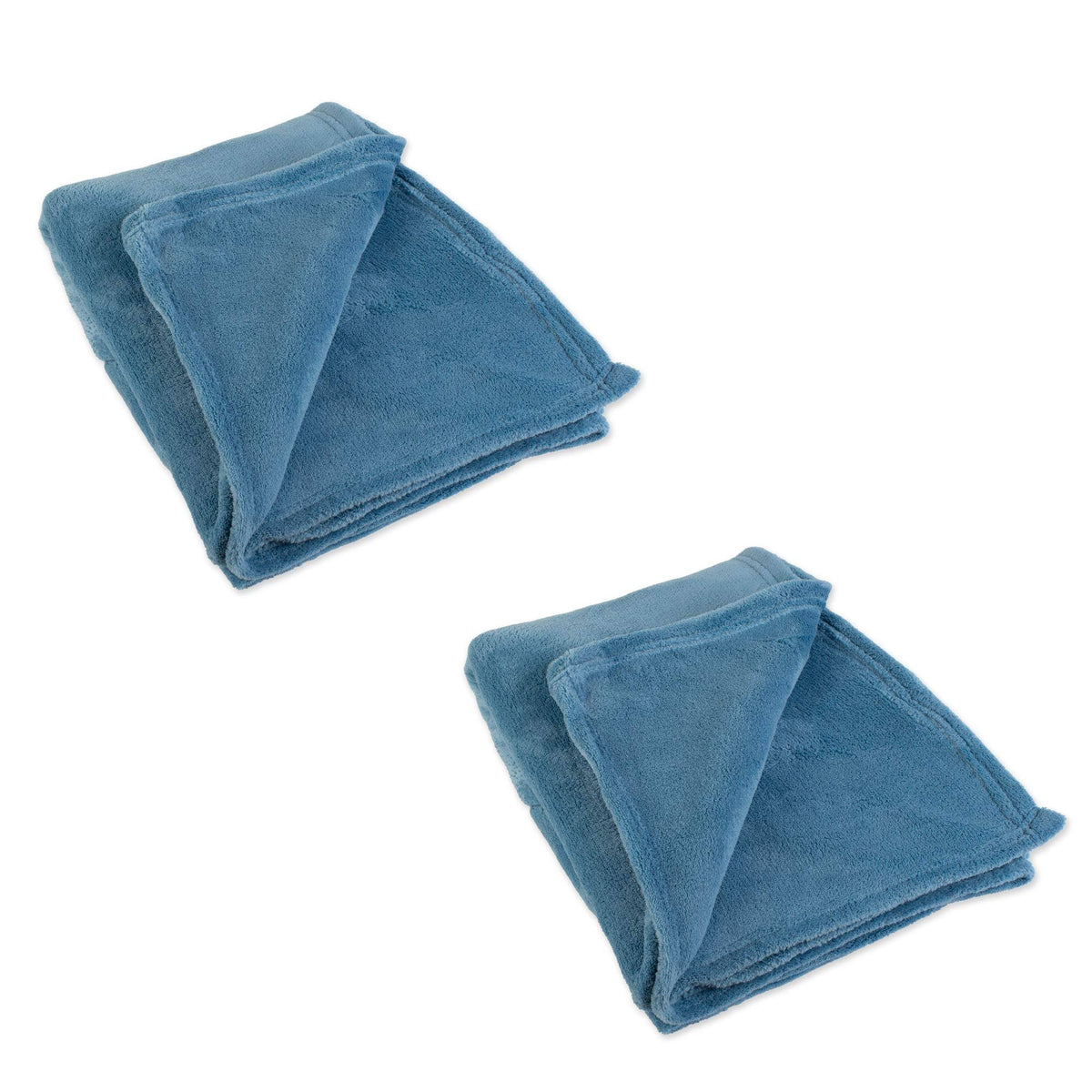 Solid Plush Fleece Throw Copen Blue 50 x 60 in. Pack of 2 B61864