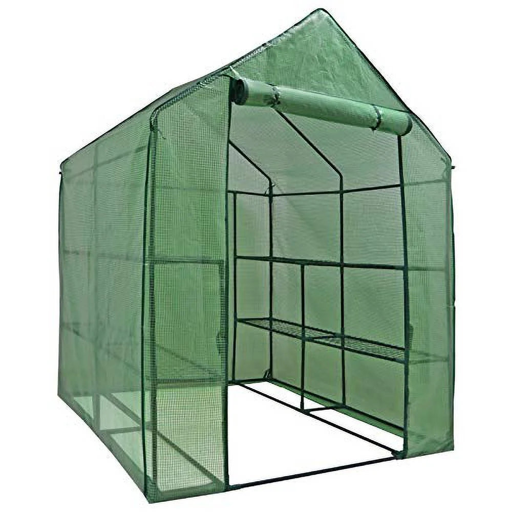 Walk-in Greenhouse with PE Cover and Zipper Door (8 Shelves) D775158