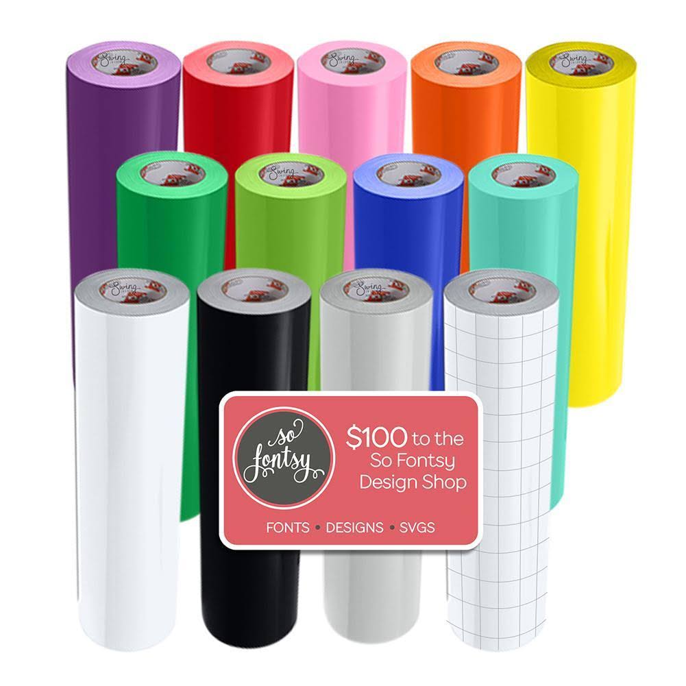 12 Pack Glossy Vinyl Rolls with Transfer Tape U535