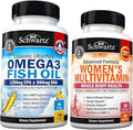 Women's Daily Multivitamin Capsules and Triple Strength Omega 3 Fish Oil Softgels A4196