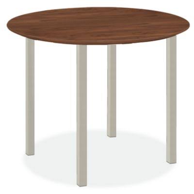 Walnut Round Table with Taupe Base D651