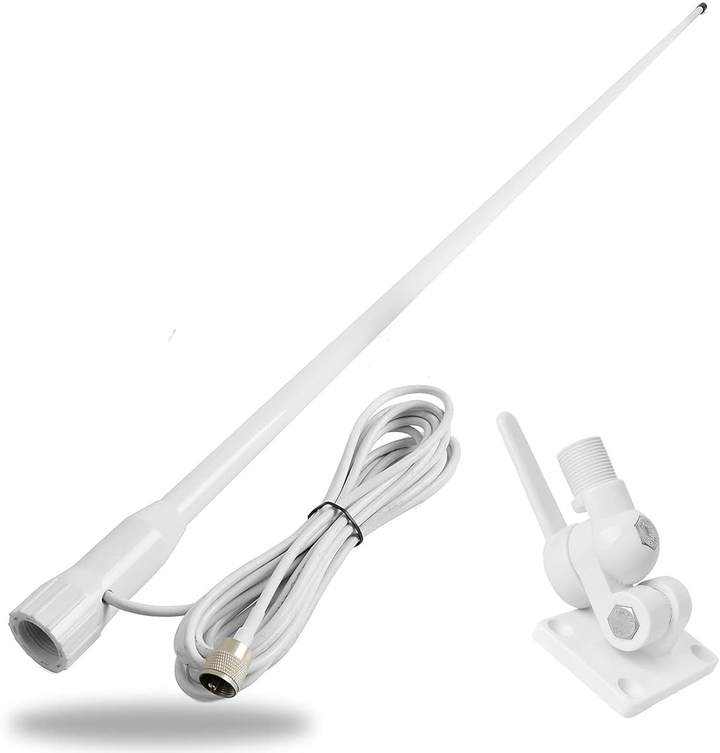 White 43inches 3dBi Marine Boat Fiberglass Antenna Pack of 2 G776653