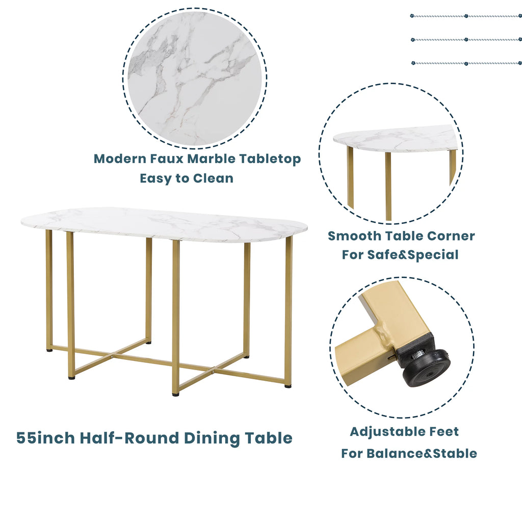 7-Piece Faux Marble Dining Table Set B938682