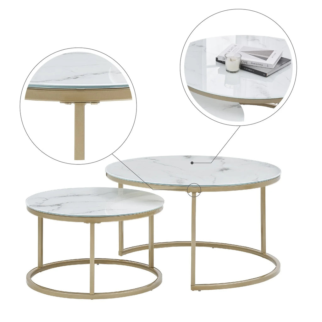 Coffee Table with Gold and Marble Patterns Y239