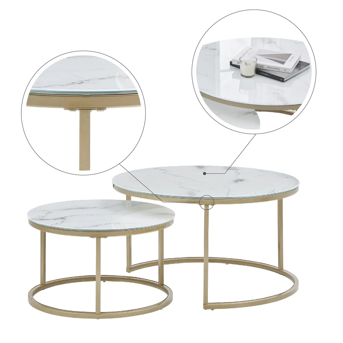 Coffee Table with Gold and Marble Patterns Y239