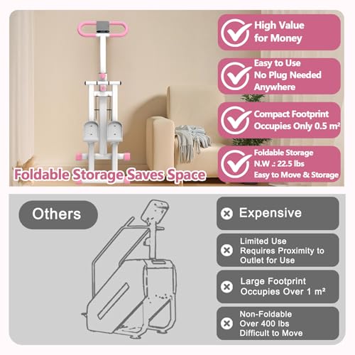 Folding Vertical Climber with Adjustable Handlebar & Pedals, 300LBS Load A920
