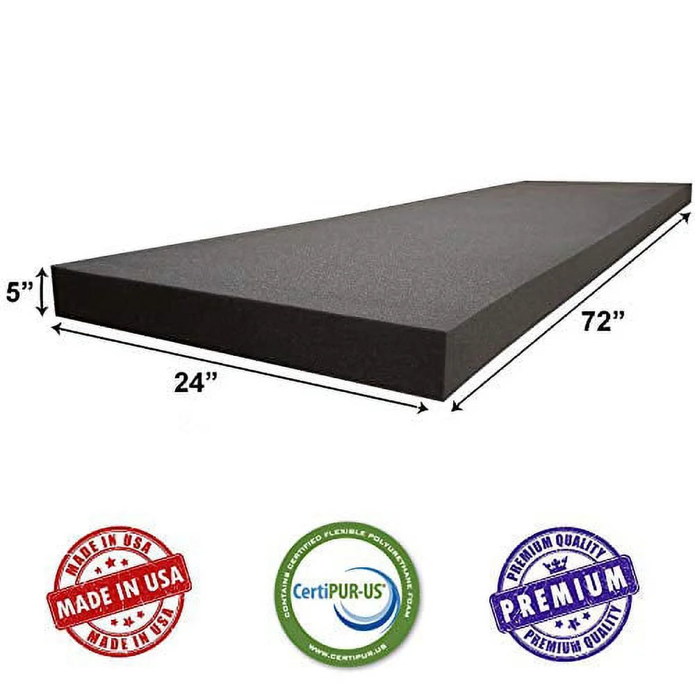 Charcoal Rubber Foam Sheet Cushion 5"H X 24"W X 72"L U7981