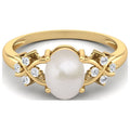 925 Silver Gold Vermeil Oval Pearl Ring Q864