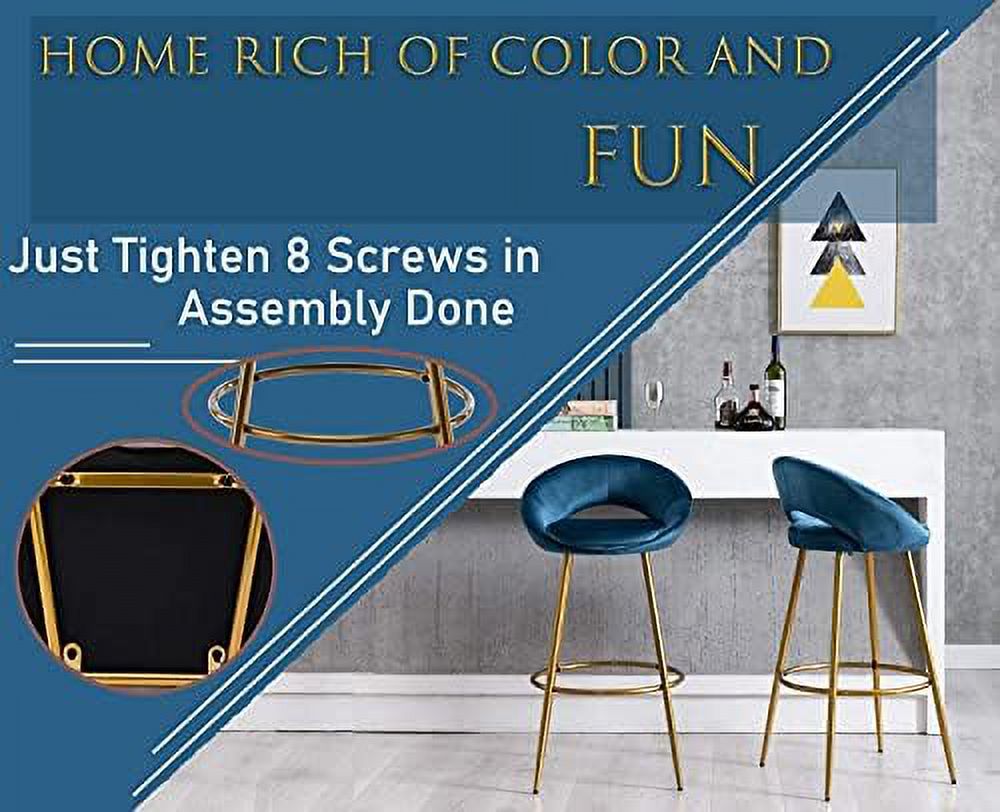 30" Velvet Stools with Gold Metal Legs K376092