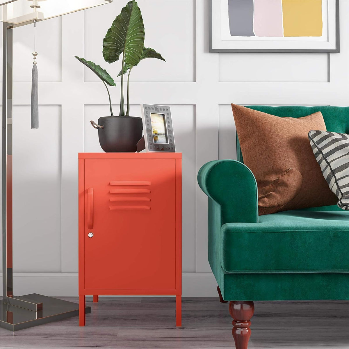Orange Metal Locker End Table A813921