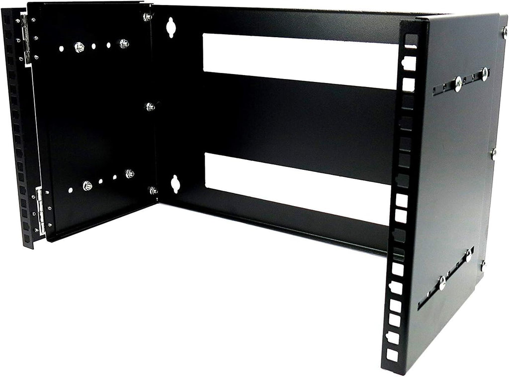 6U 19-Inch Hinged Extendable Wall Mount Bracket Rack Black Pack of 2 U973850