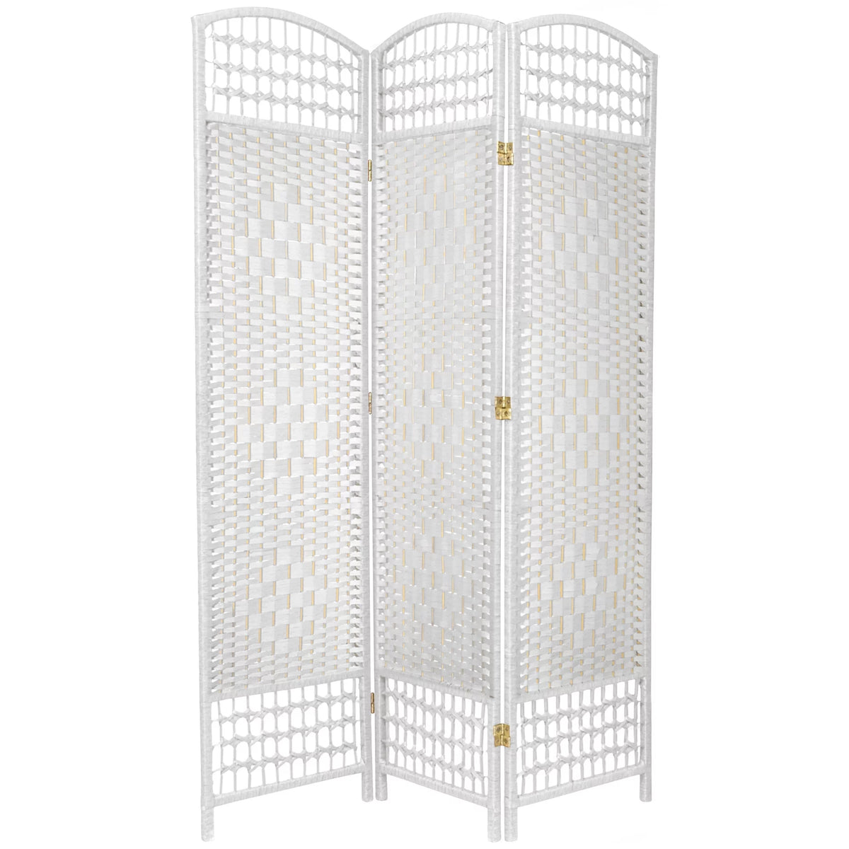 White 3 Panel Fiber Weave Room Divider O453776