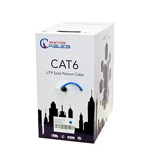 Cat6 Plenum 1000ft UTP Solid Bulk 550MHz Ethernet Cable Blue U21850