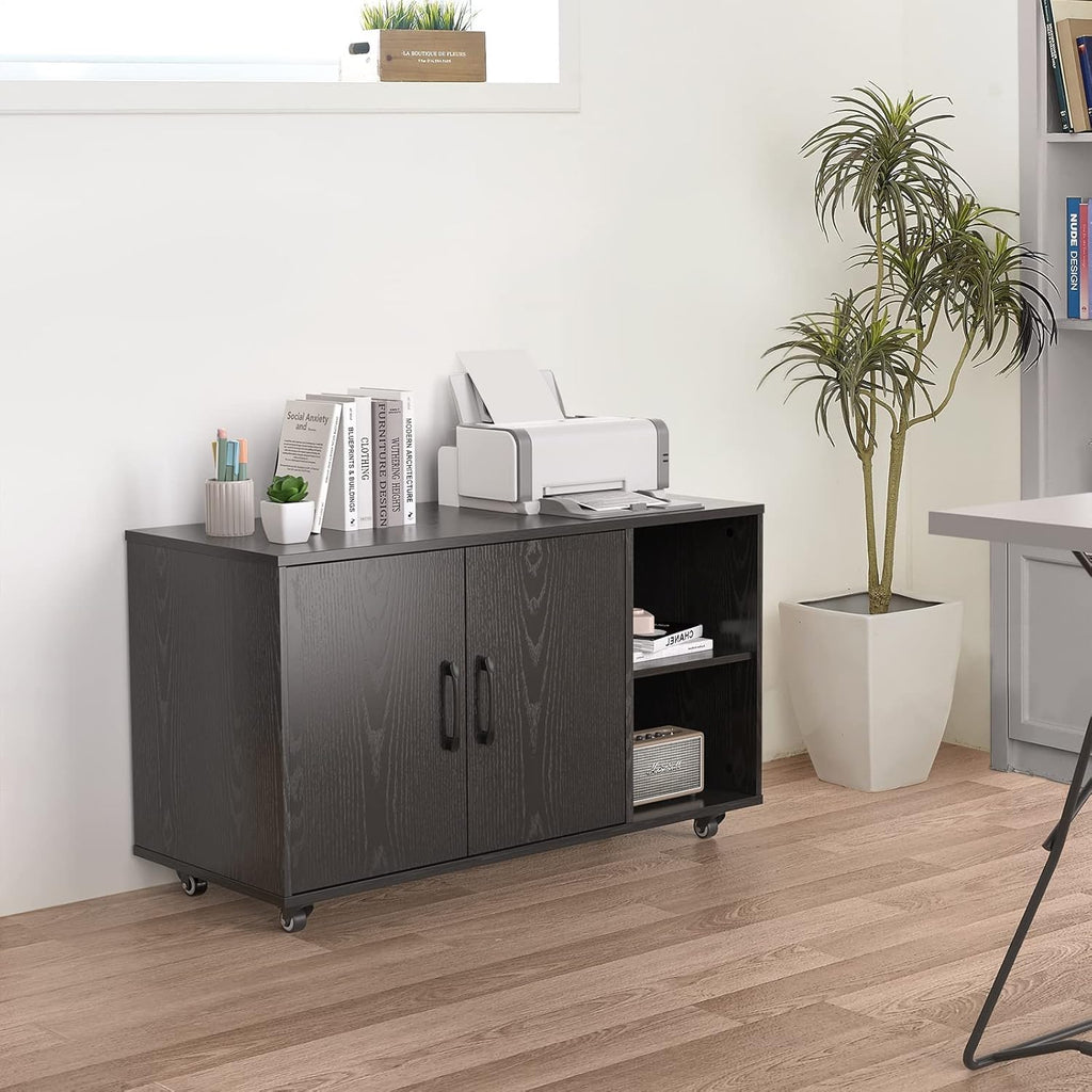 Black Rolling File Cabinet with Storage Y22725