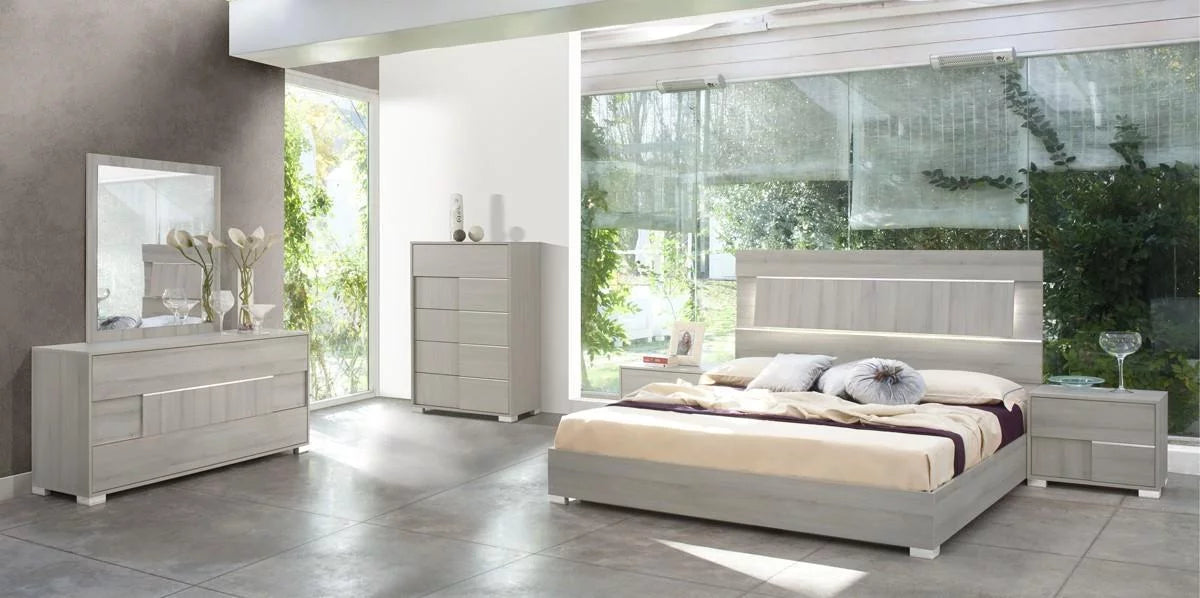 Grey LED Headboard Cal King 6 Pcs Bedroom Set W96890