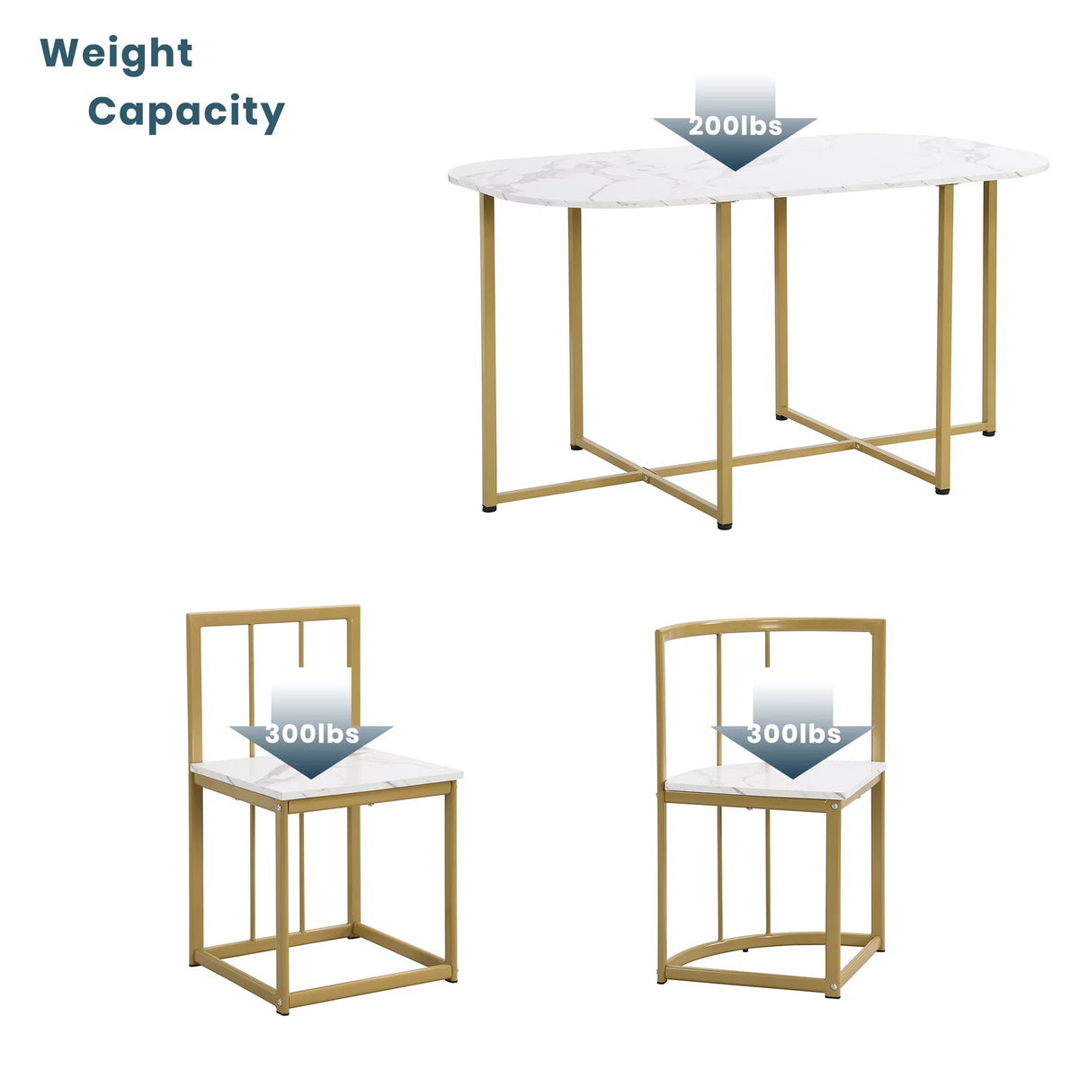 7-Piece Faux Marble Dining Table Set B938682