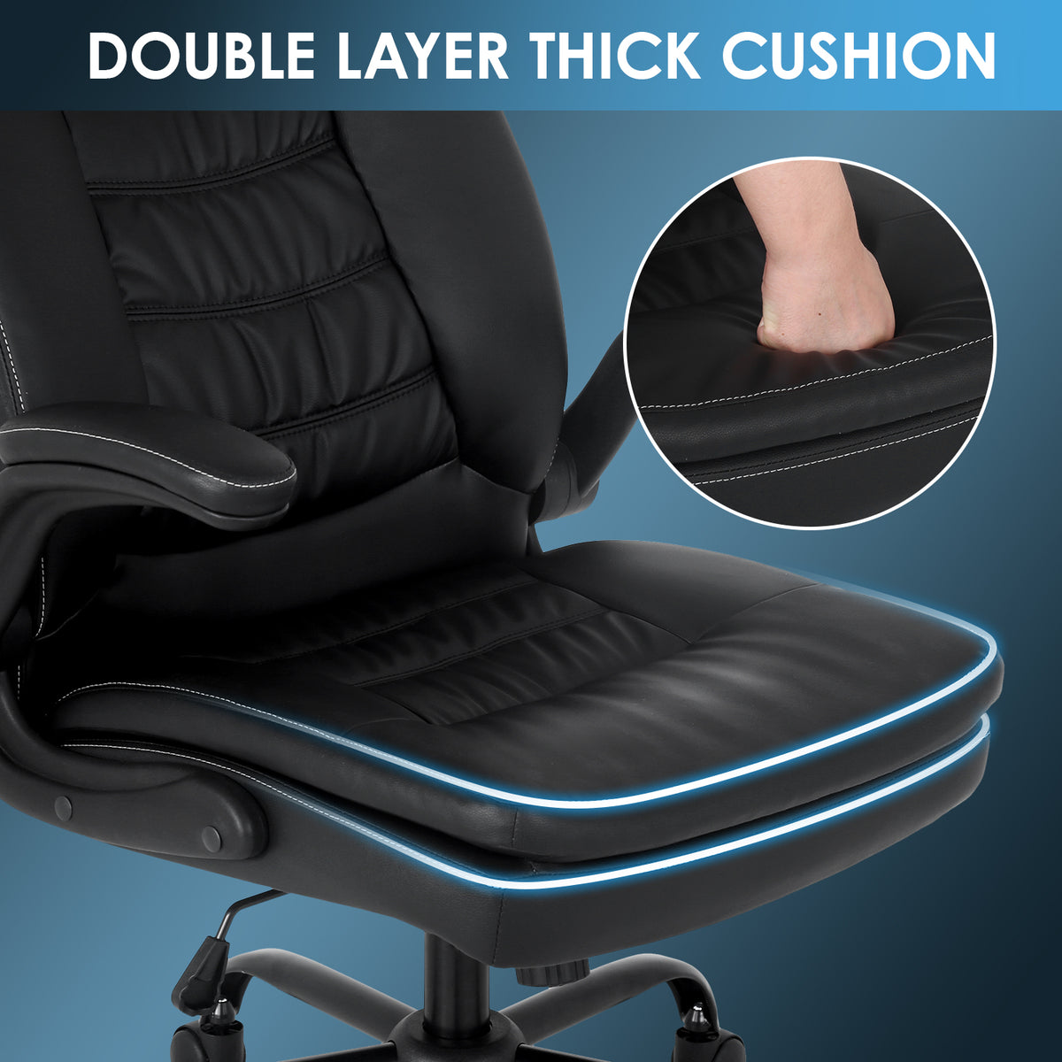 Black PU Leather Ergonomic High Back Office Chair with Lumbar Support F230
