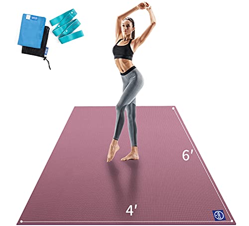 Large 72"x 48"x 9mm Non-Slip Yoga Mat Black H980688