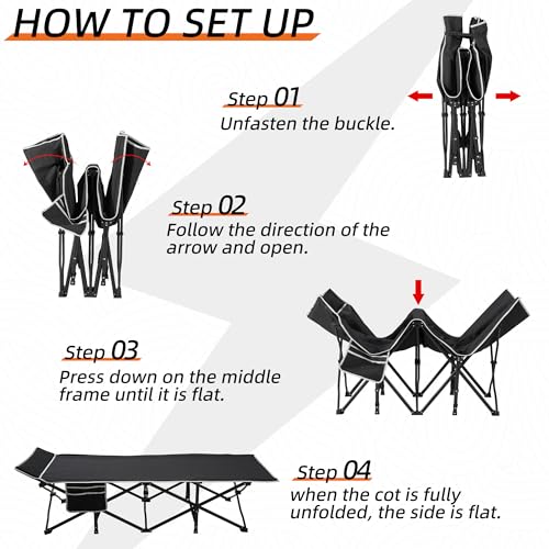32" Extra Wide Heavy Duty Portable Camping Cot with Thick Mattress M5117